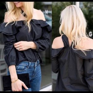 J crew off the shoulder tie neck top